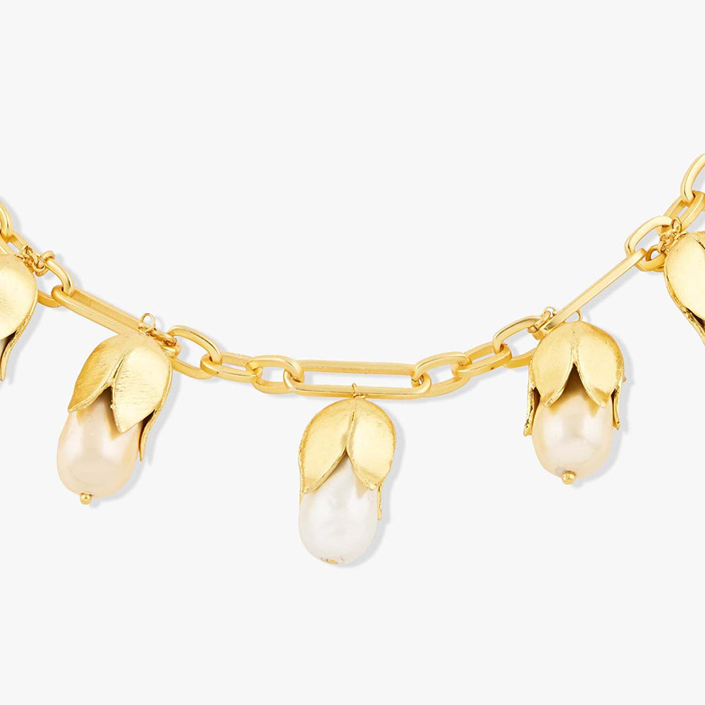 Joules By Radhika Joraelle Gold Plated Pink Pearl Necklace