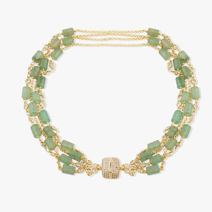 Joules By Radhika Junara Gold Plated Green Stone Necklace