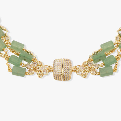Joules By Radhika Junara Gold Plated Green Stone Necklace