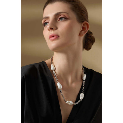 Joules By Radhika Yelira Silver Plated White Pearl Necklace