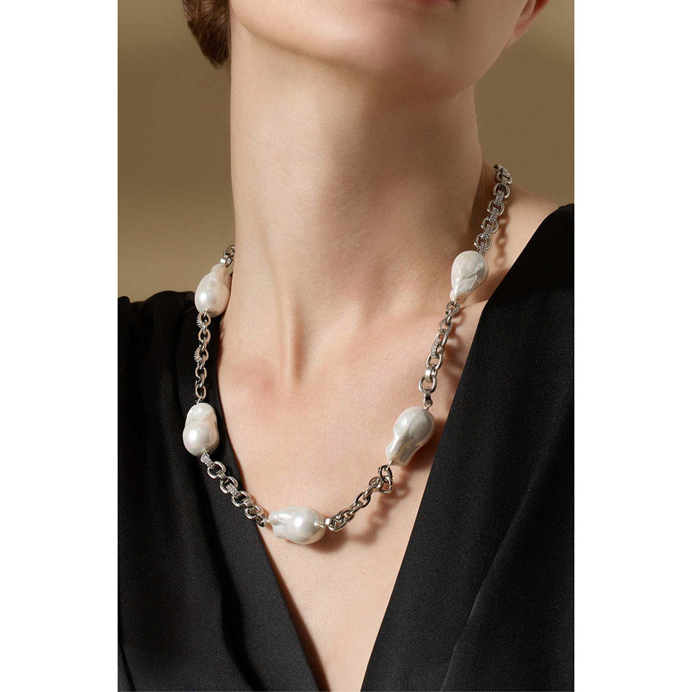 Joules By Radhika Yelira Silver Plated White Pearl Necklace