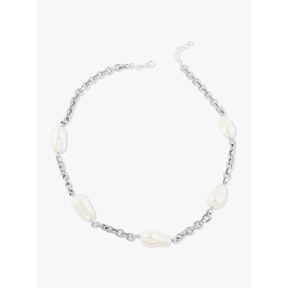 Joules By Radhika Yelira Silver Plated White Pearl Necklace