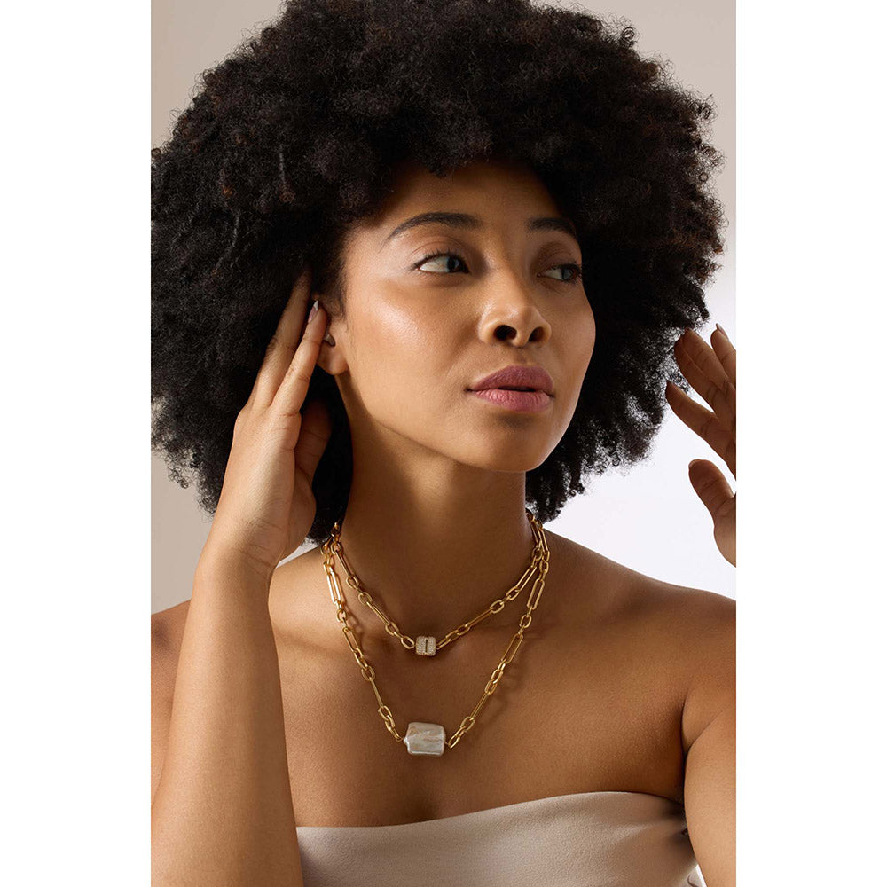 Joules By Radhika Uzara Gold Plated White Stone Necklace