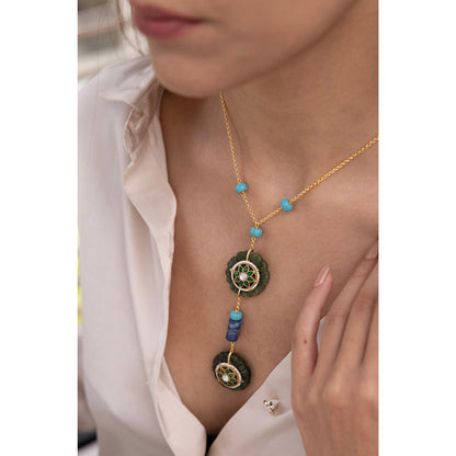 Joules By Radhika Zunaira Multi-Color Stone Pearl Necklace