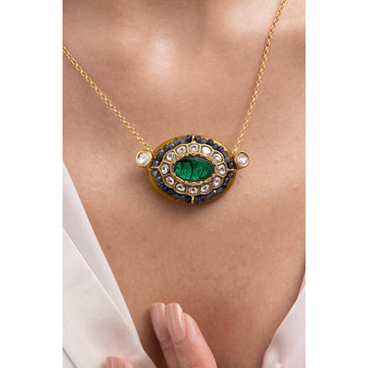Joules By Radhika Vaibhav Green Kundan Stone Necklace
