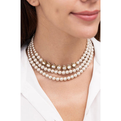 Joules By Radhika Ashifya White Pearl Stone Choker