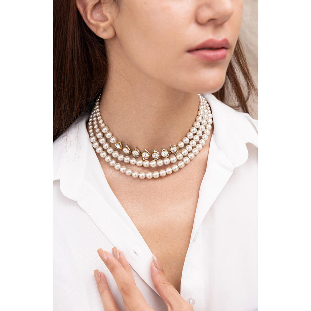 Joules By Radhika Ashifya White Pearl Stone Choker