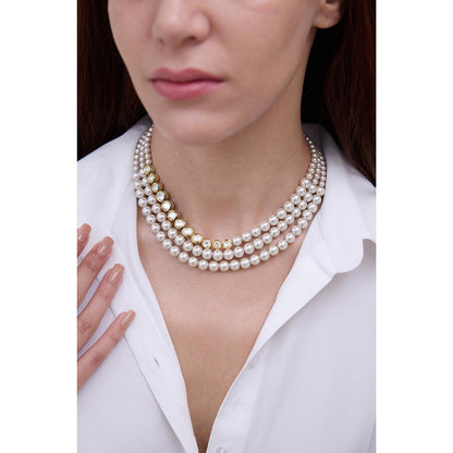Joules By Radhika Karvi White Pearl Kundan Choker