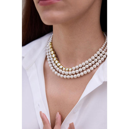 Joules By Radhika Karvi White Pearl Kundan Choker