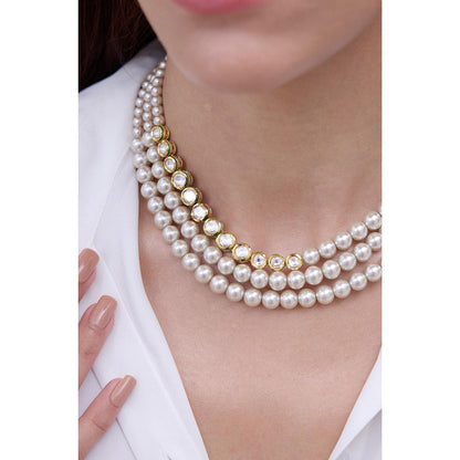 Joules By Radhika Karvi White Pearl Kundan Choker