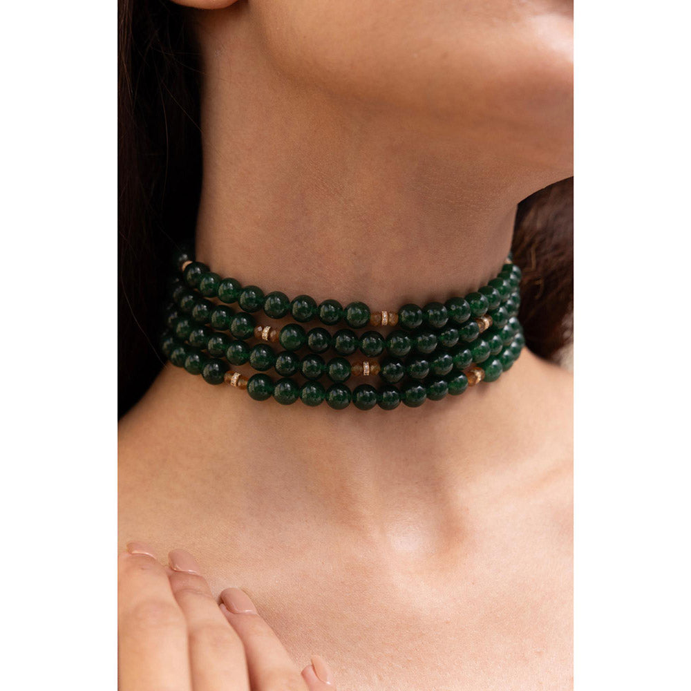 Joules By Radhika Riyana Deep Green Multi-Strand Choker