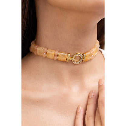 Joules By Radhika Sanika Yellow Beads Stone Studded Choker