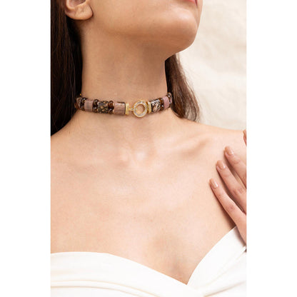Joules By Radhika Maltesa Brown Beads Stone Studded Choker