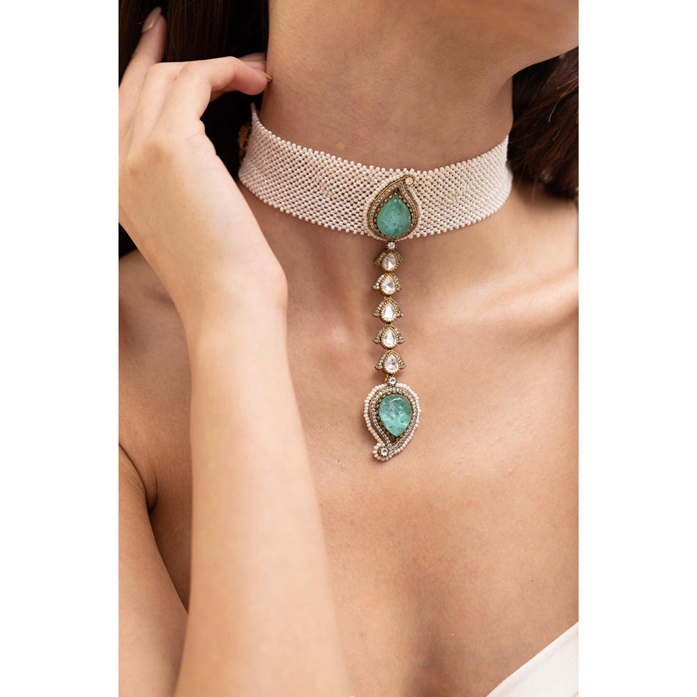 Joules By Radhika Meira Turquoise Stone Kundan Choker