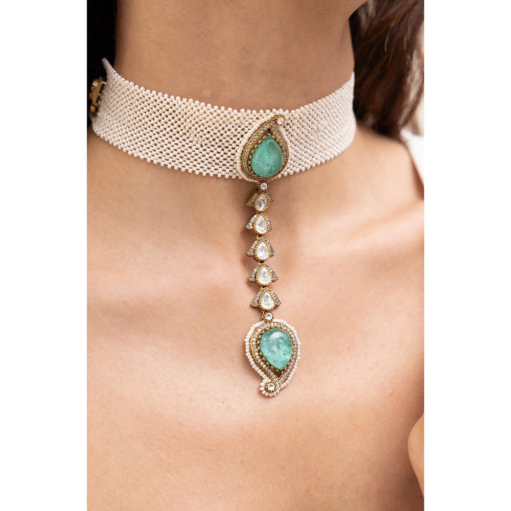 Joules By Radhika Meira Turquoise Stone Kundan Choker