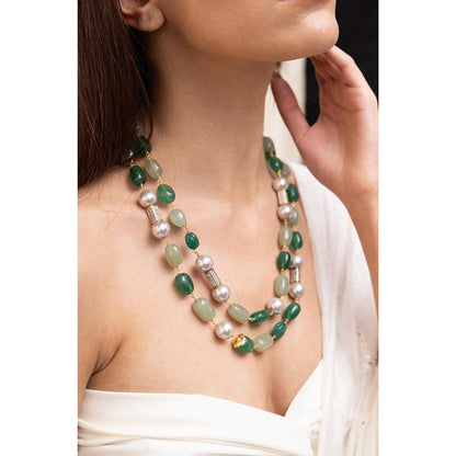 Joules By Radhika Jayani Green Stone Studded Necklace