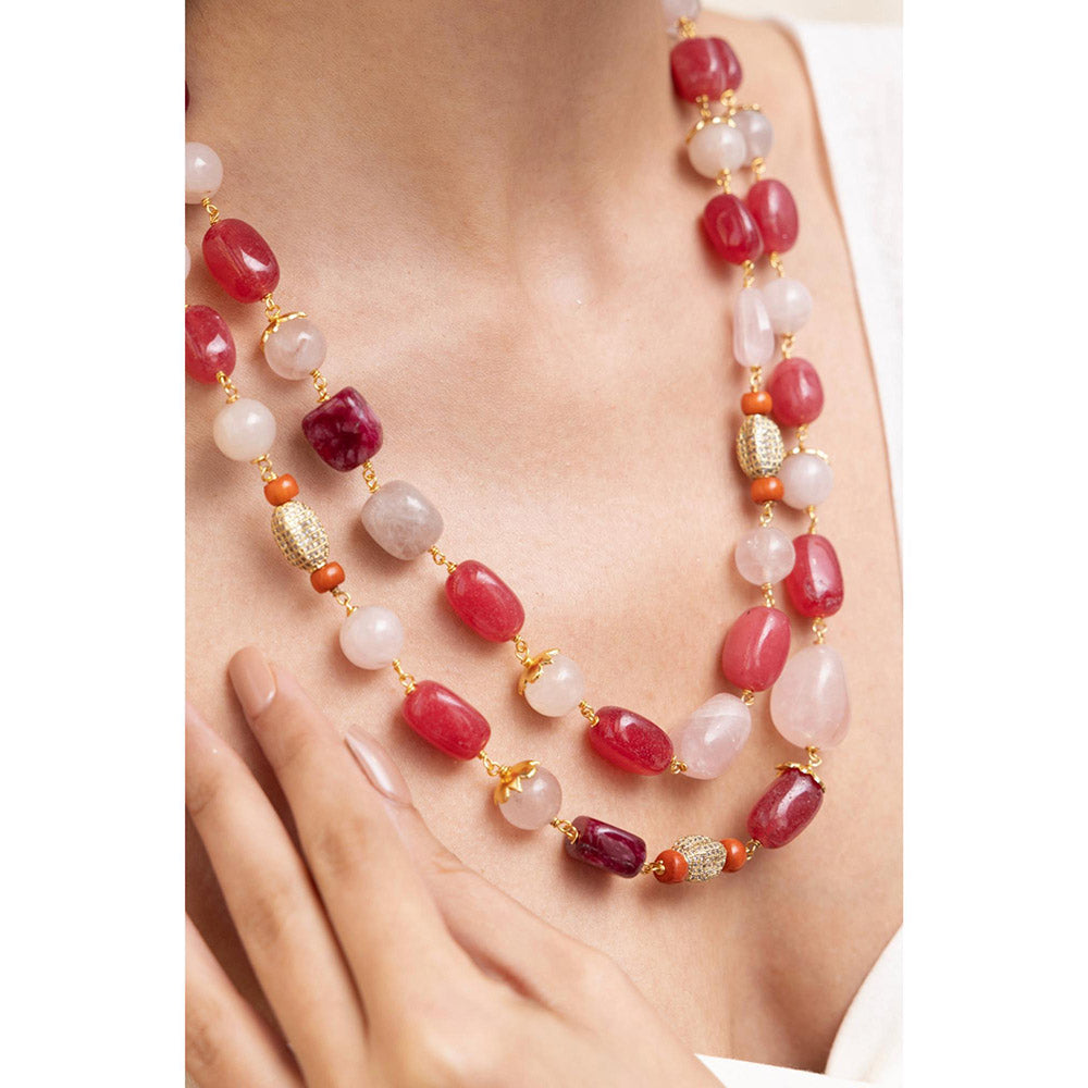Joules By Radhika Tarakshi Red Stone Studded Necklace