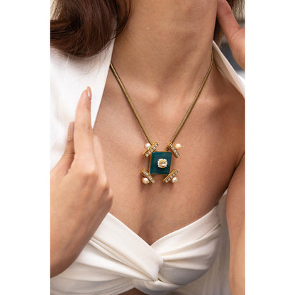 Joules By Radhika Anira Green Kundan Necklace