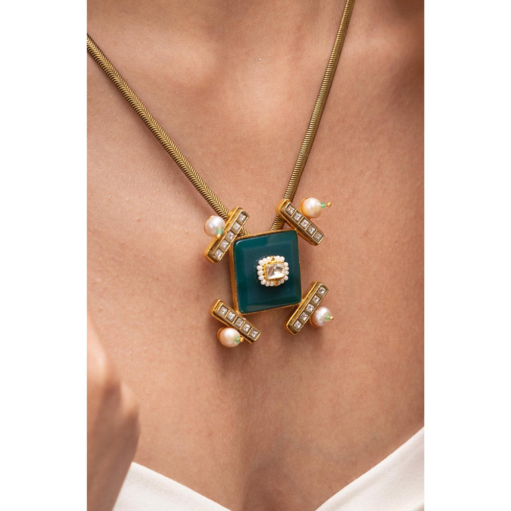 Joules By Radhika Anira Green Kundan Necklace