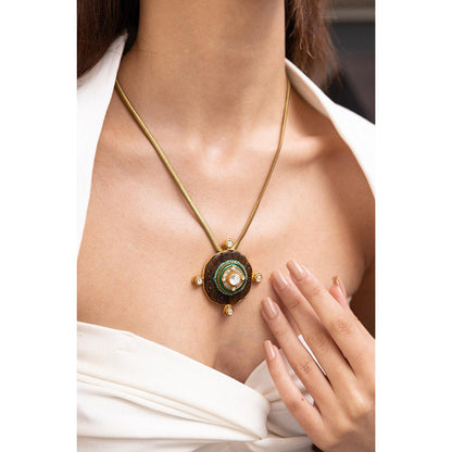 Joules By Radhika Aneka Brown Kundan Studded Necklace