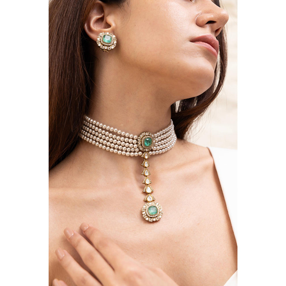 Joules By Radhika Sitara Green Pearl Choker Set