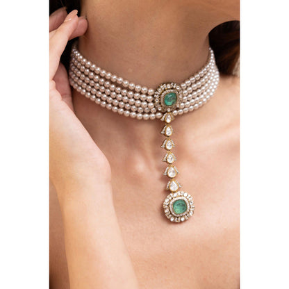 Joules By Radhika Sitara Green Pearl Choker Set