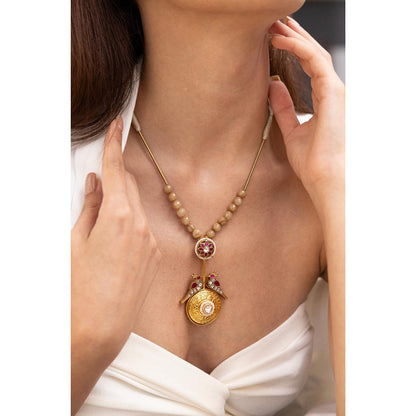 Joules By Radhika Mahek Pink Kundan Necklace