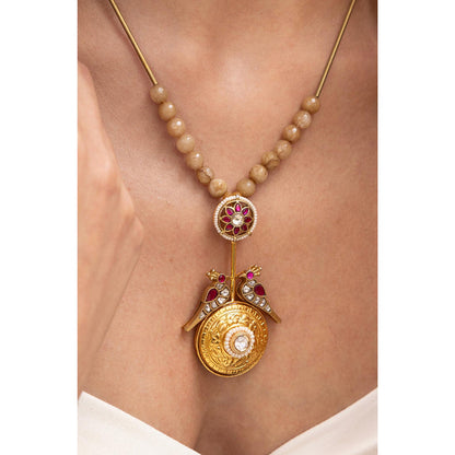 Joules By Radhika Mahek Pink Kundan Necklace