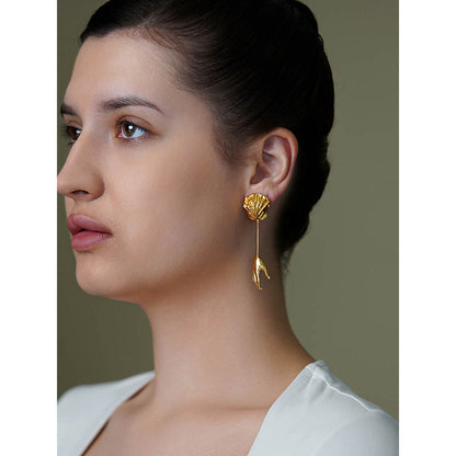 Joules By Radhika Gold Ember Bud Long Dangle Earrings