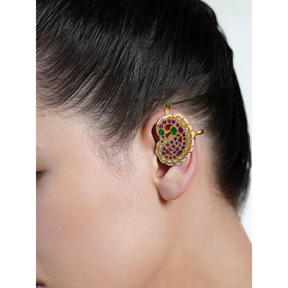 Joules By Radhika Multi-Color Ruby Paisley Ear Cuff Earrings