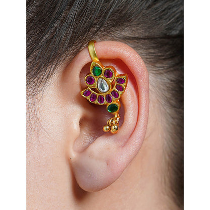 Joules By Radhika Multi-Color Petal Gem Ear Cuff Earrings