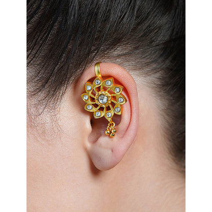 Joules By Radhika White Sunburst Gold Ear Cuff Earrings