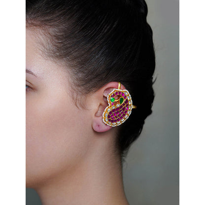 Joules By Radhika Pink Mango Gem Ear Cuff Earrings