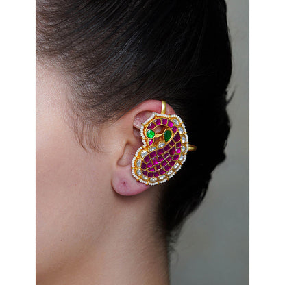 Joules By Radhika Pink Mango Gem Ear Cuff Earrings