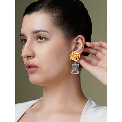 Joules By Radhika White Luxe Rose Drop Earrings