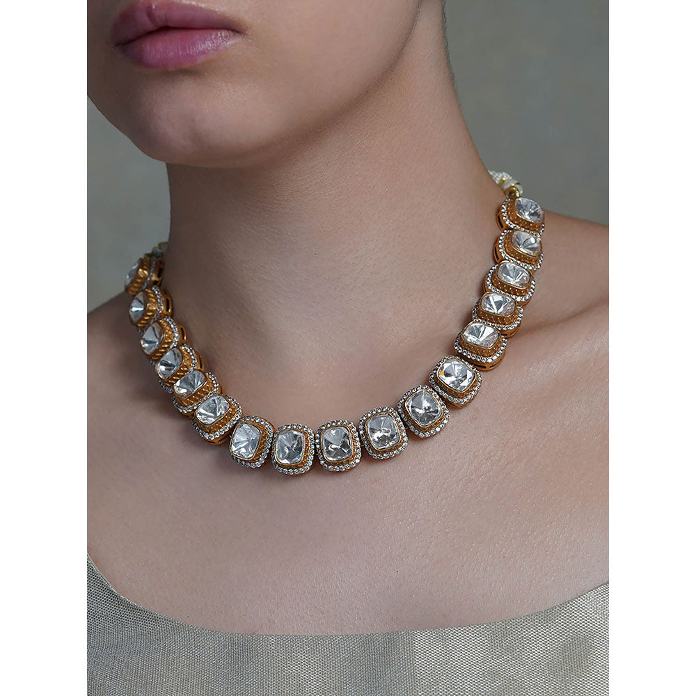 Joules By Radhika Lustra Halo White Polki Necklace