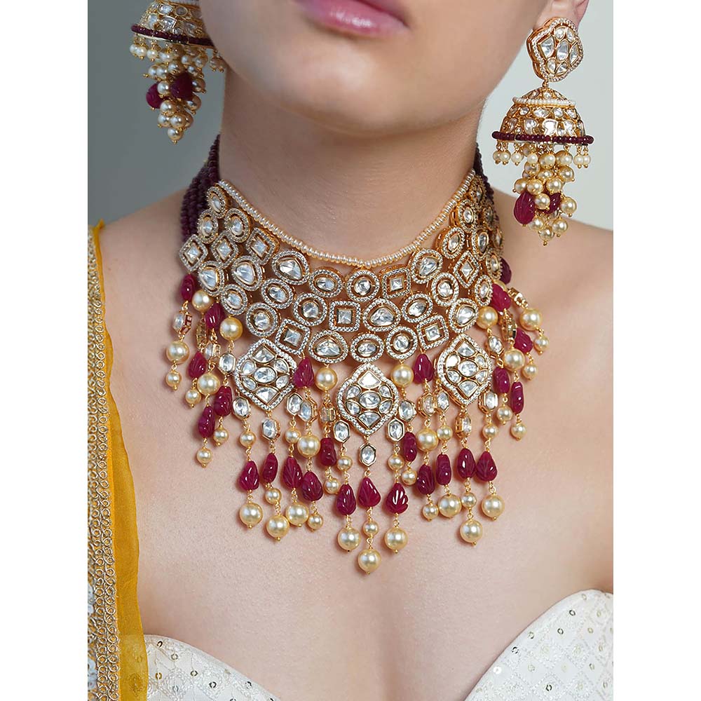 Joules By Radhika Multi-Color Rouge Rani Necklace with Earrings