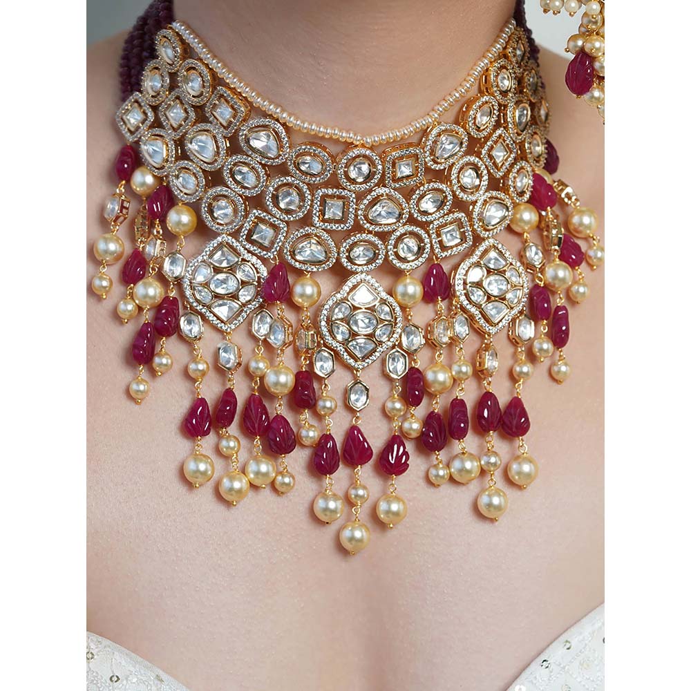 Joules By Radhika Multi-Color Rouge Rani Necklace with Earrings