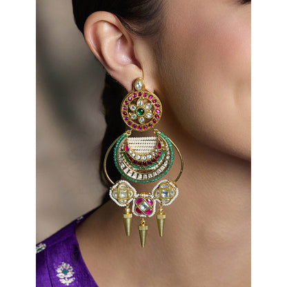 Joules By Radhika Multi-Color Zewar-E-Shahi Chandbali Earrings