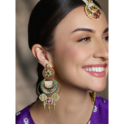 Joules By Radhika Multi-Color Zewar-E-Shahi Chandbali Earrings