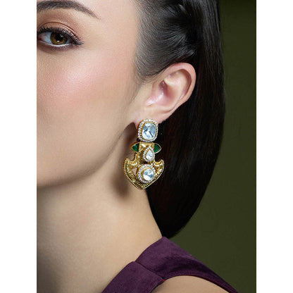 Joules By Radhika White Radiant Stone Shield Earrings