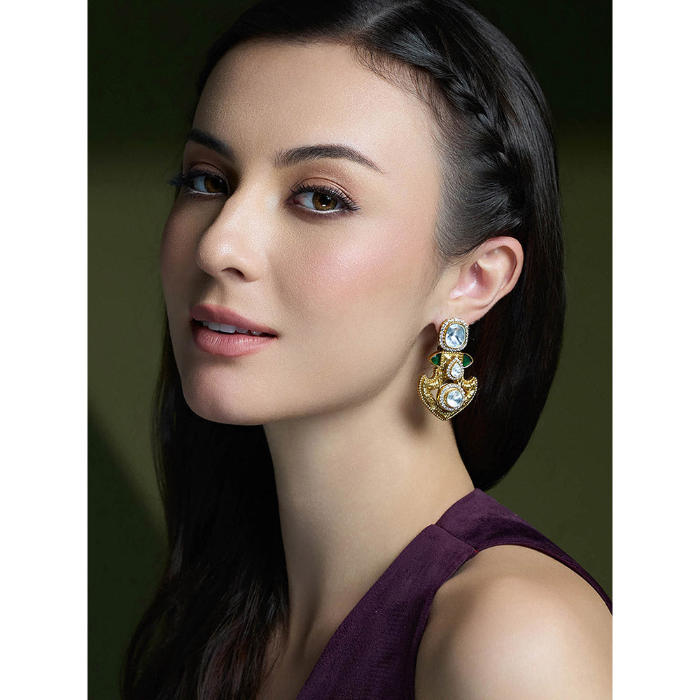 Joules By Radhika White Radiant Stone Shield Earrings