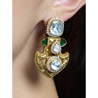 Joules By Radhika White Radiant Stone Shield Earrings