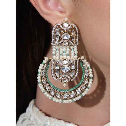 Joules By Radhika Multi-Color Zamrud Noor Chandbali Earrings