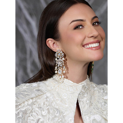 Joules By Radhika White Dazzling Crystal Drop Earrings