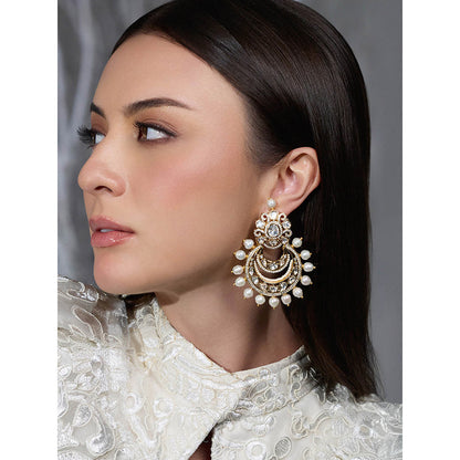 Joules By Radhika White Sovereign Pearl Chandbali Earrings