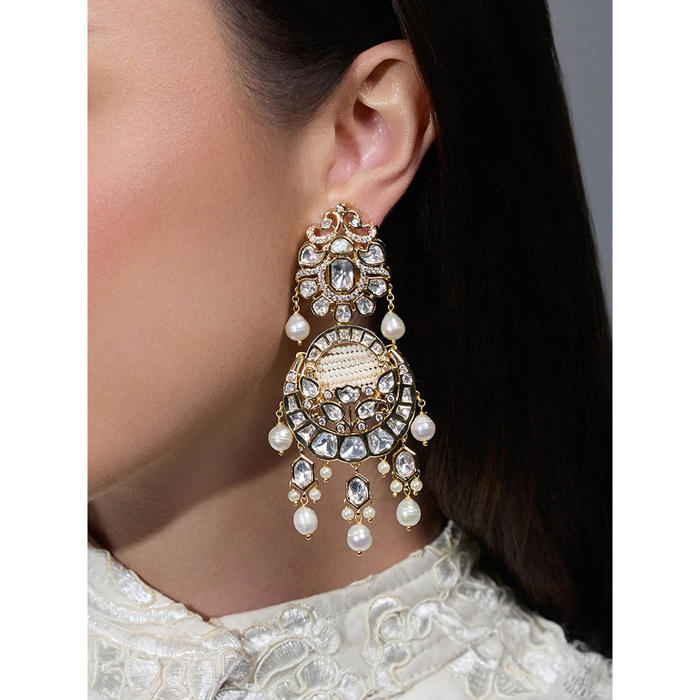 Joules By Radhika White Tassel Aura Pearl Earrings