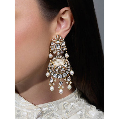 Joules By Radhika White Tassel Aura Pearl Earrings