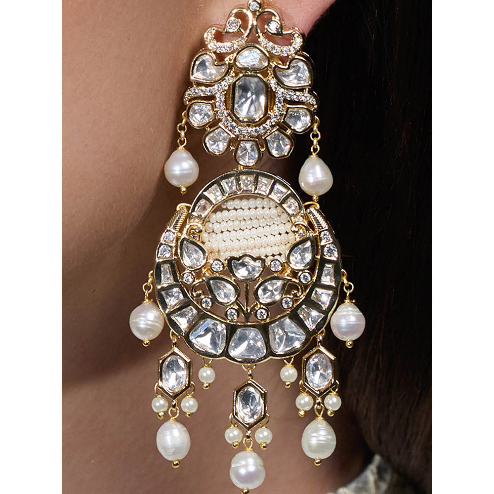 Joules By Radhika White Tassel Aura Pearl Earrings