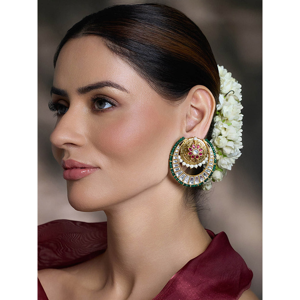 Joules By Radhika Multi-Color Majestic Bloom Chandbali Earrings